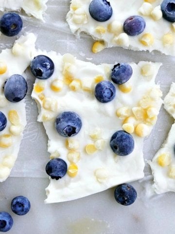 blueberry sweet corn frozen greek yogurt bark