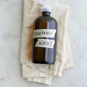 homemade vegetable wash in a bottle