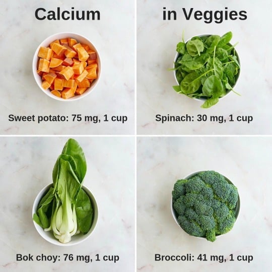 calcium in veggies split screen