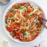bell pepper and cucumber noodle salad