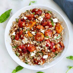 warm farro salad with roasted tomatoes