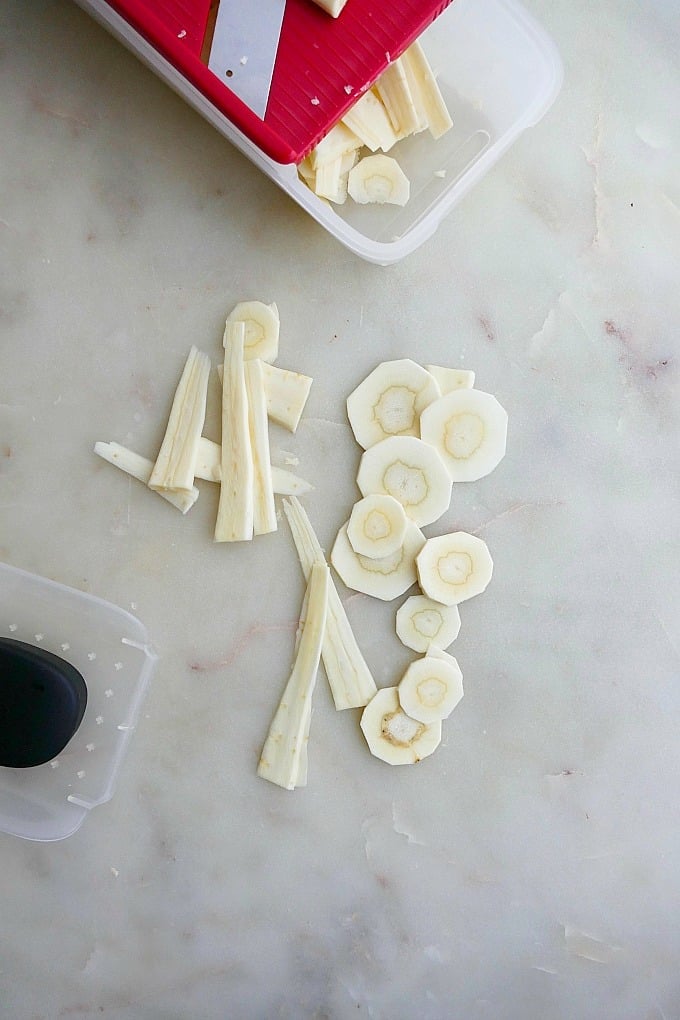 sliced parsnips