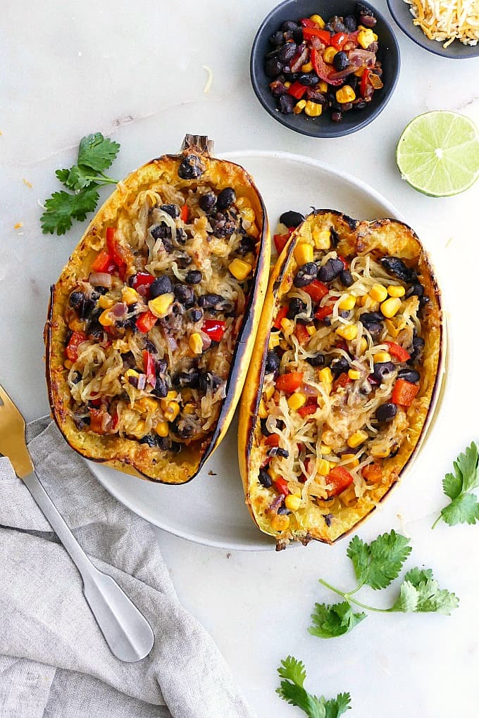 Spaghetti Squash Burrito Bowls It S A Veg World After All