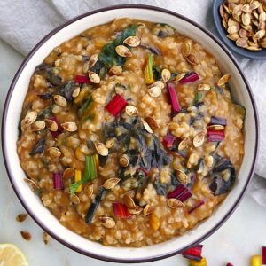 acorn squash risotto with rainbow chard