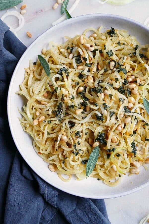 Kohlrabi Noodles with Sage Brown Butter It's a Veg World After All®