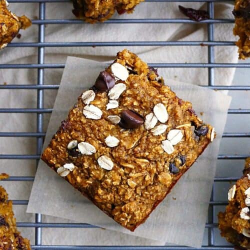 Chocolate Cherry Pumpkin Oatmeal Bars - It's a Veg World After All®