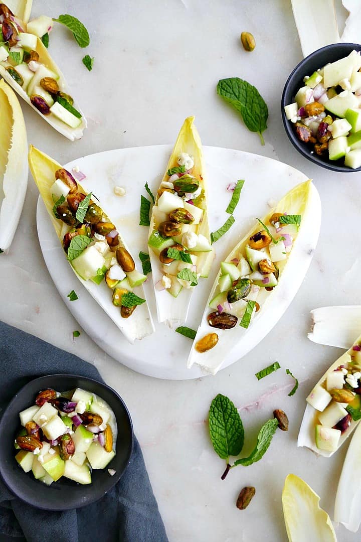 Stuffed Endive Appetizer with Blue Cheese and Apple - It's a Veg World  After All®