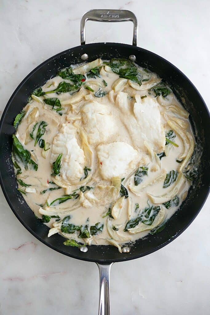 Coconut Cod with Fennel and Spinach - It's a Veg World After All®