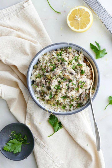 Greek Cauliflower Rice - It's A Veg World After All®