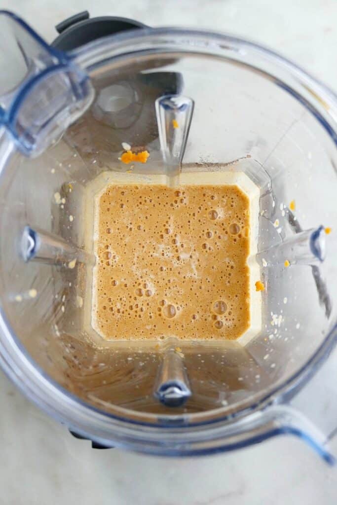 pureed sweet potatoes and eggs in a Vitamix blender