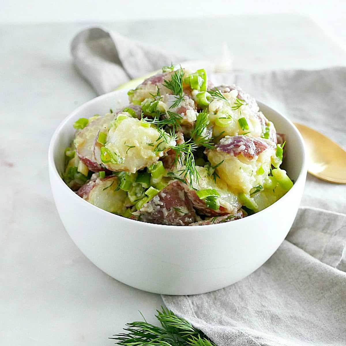 Vegan Potato Salad Recipe with Fresh Dill by Lizzie Streit