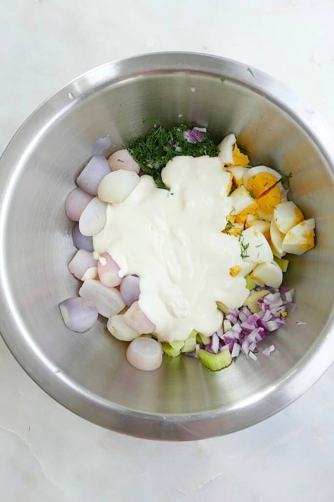 Radish Potato Salad (Potatoless) It's a Veg World After All®