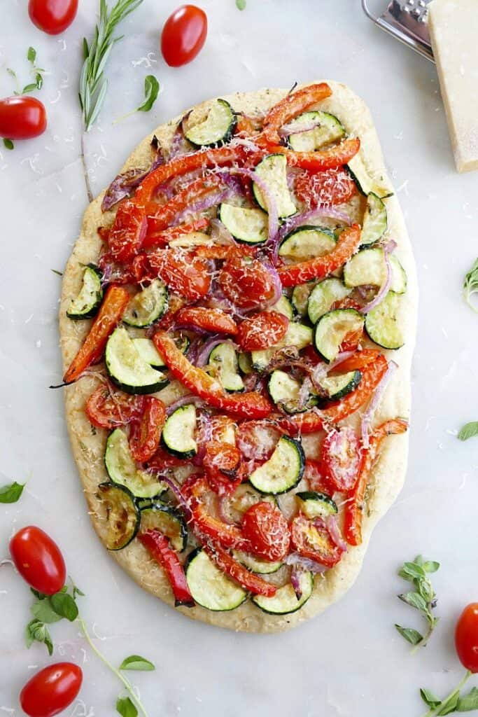 Roasted Veggie Flatbread Appetizer - It's A Veg World After All®