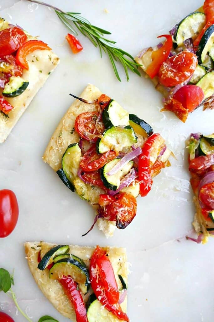 Roasted Veggie Flatbread Appetizer It's a Veg World After All®