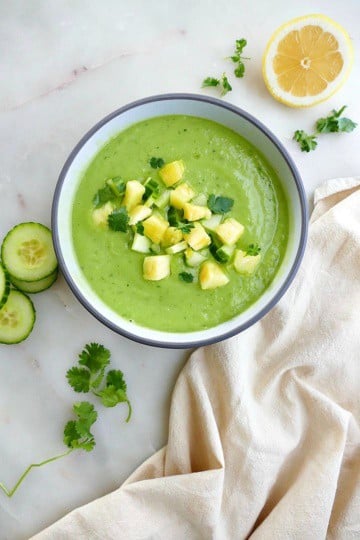 Creamy Chilled Cucumber Avocado Soup It S A Veg World After All