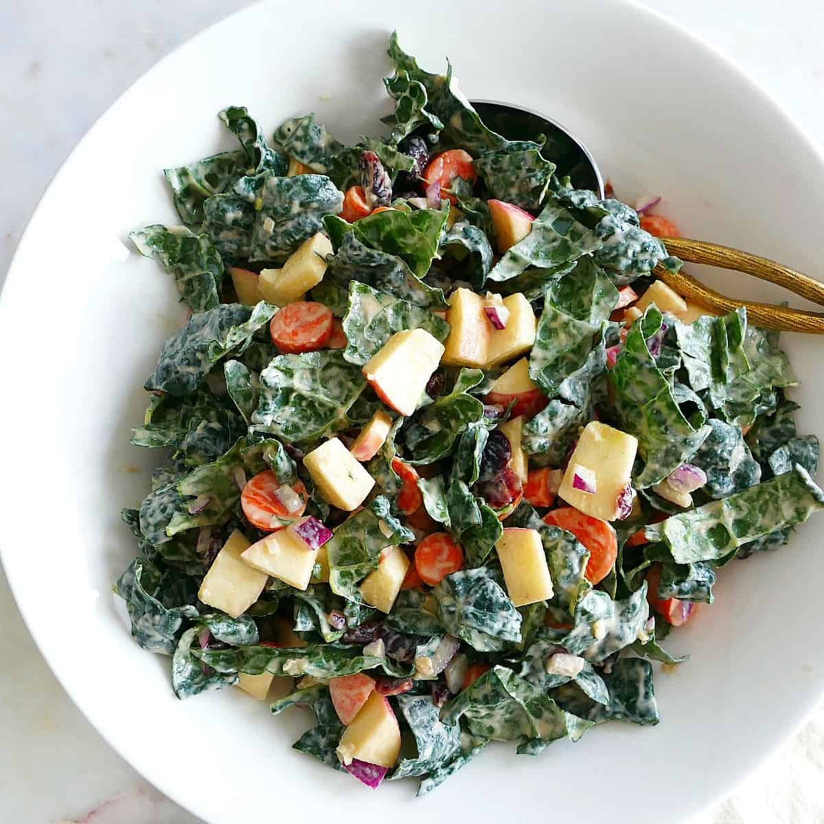 Chopped Kale Salad with Tahini Dressing - It's a Veg World After All®