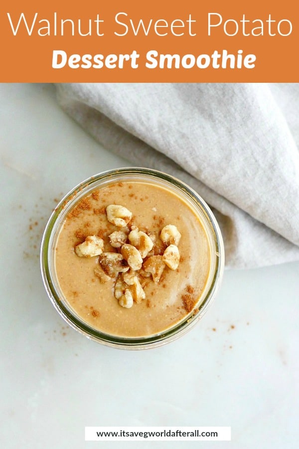 image of an orange smoothie on a counter with a text box with recipe title