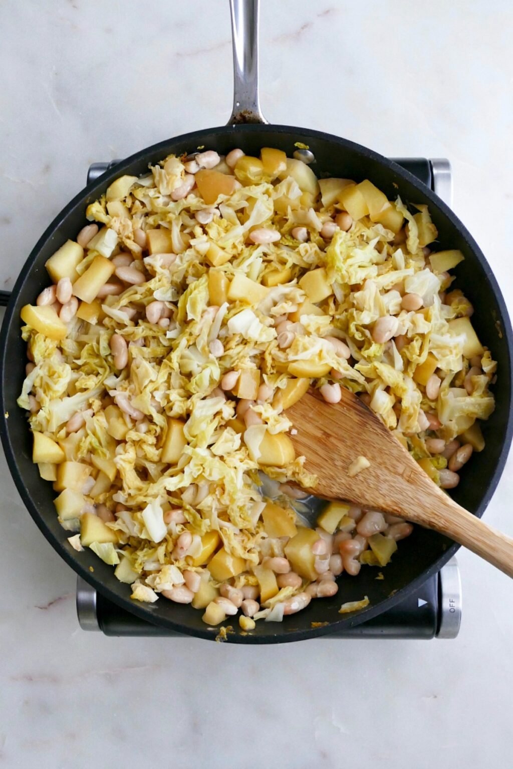 Stewed Cabbage, Apples, and White Beans - It's a Veg World After All®