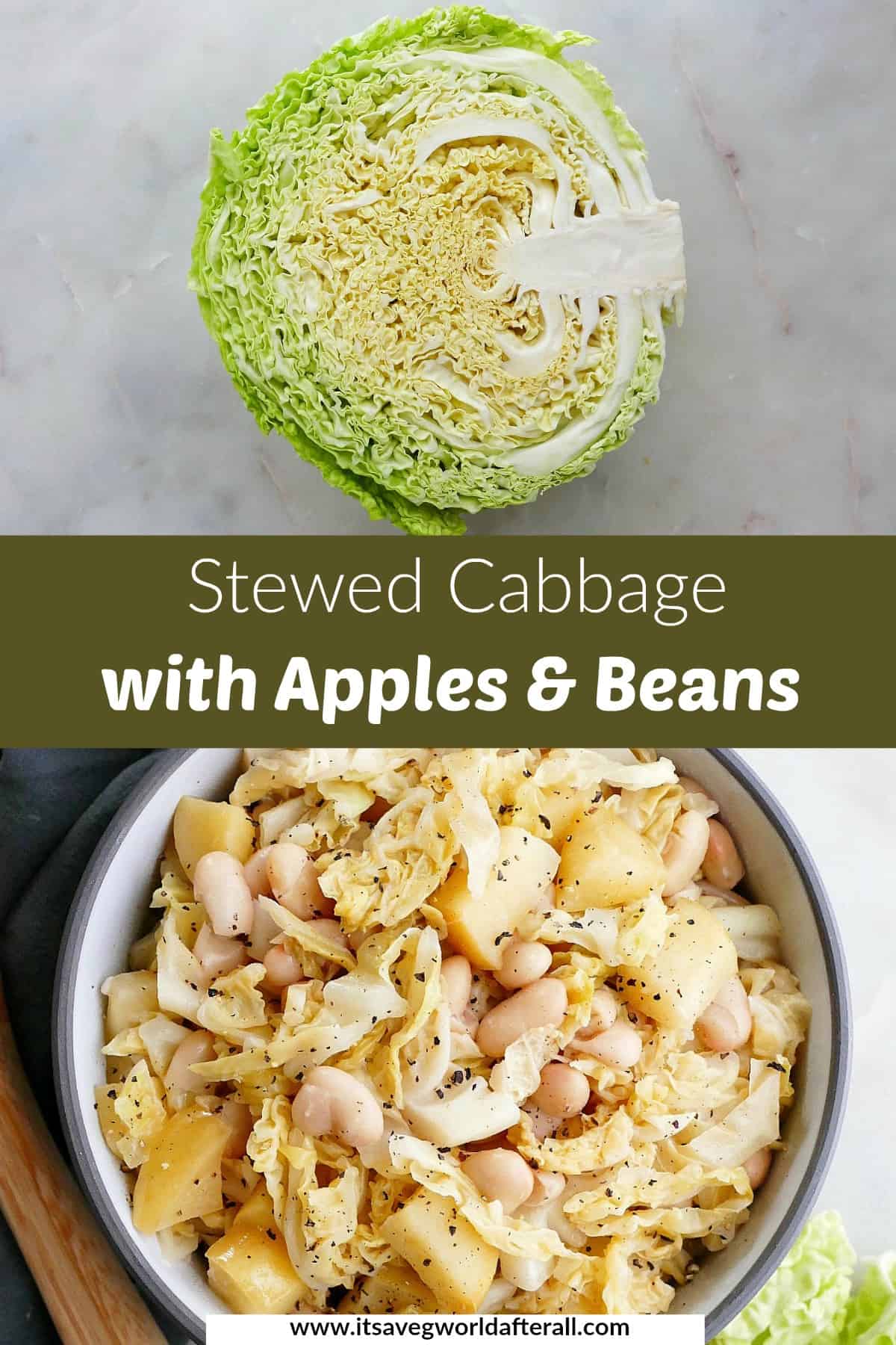Stewed Cabbage, Apples, and White Beans - It's a Veg World After All®