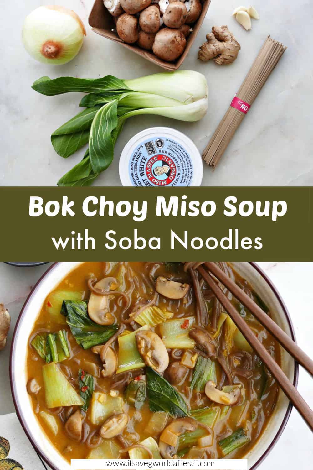 Vegetarian Bok Choy Miso Soup - It's a Veg World After All®