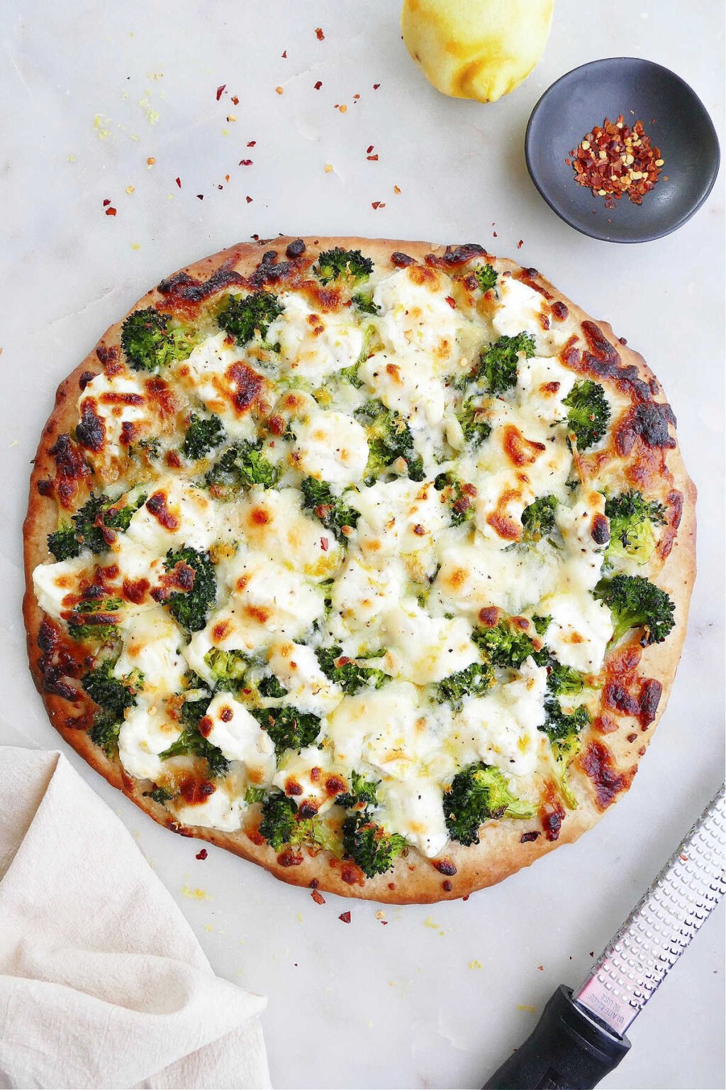 Homemade White Pizza with Broccoli - It's a Veg World After All®