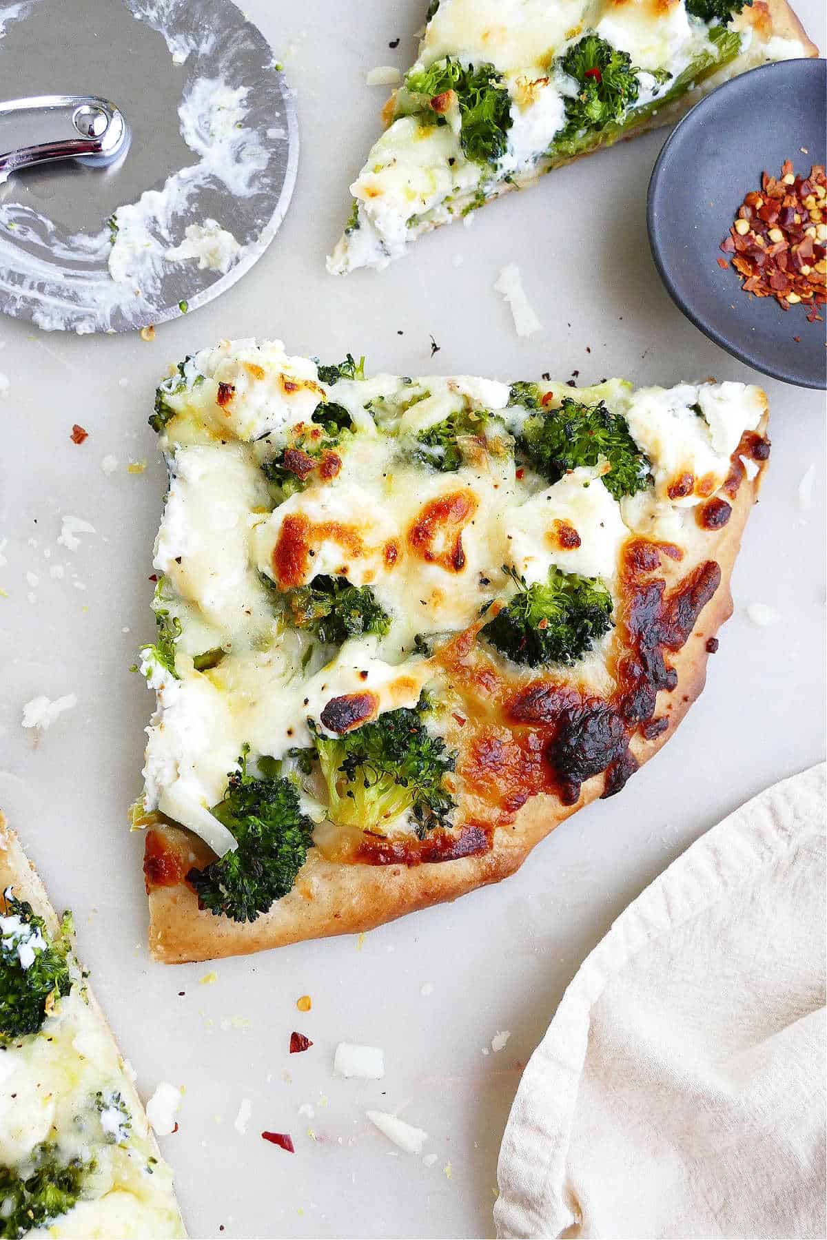 Homemade White Pizza with Broccoli - It's a Veg World After All®