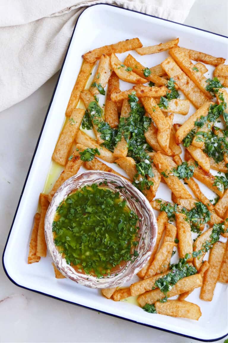 Baked Jicama Fries with Cilantro Lime Dressing It's a Veg World After