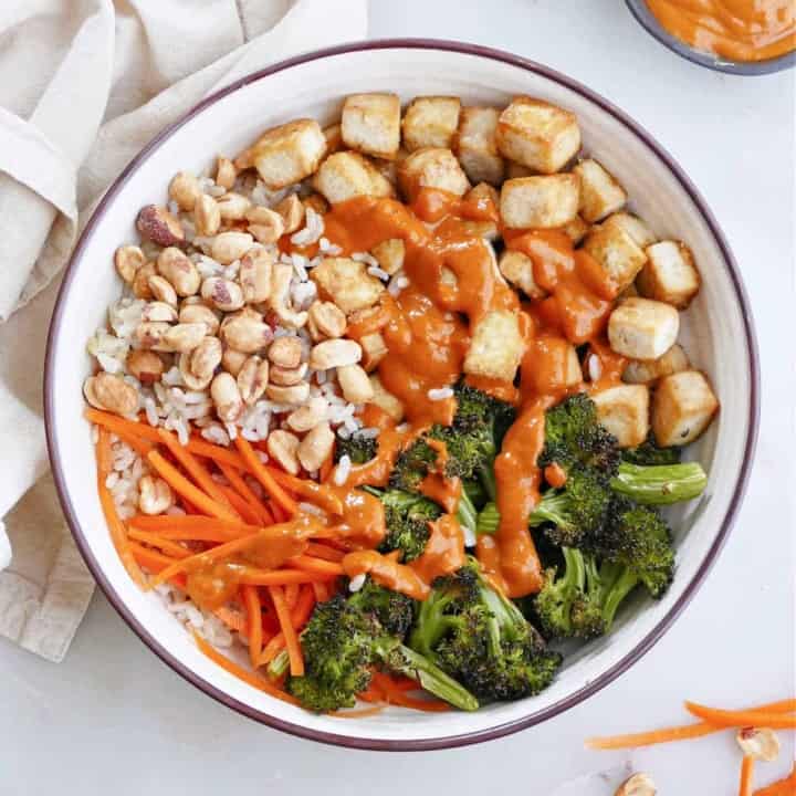 Spicy Peanut Tofu Buddha Bowl It's a Veg World After All®