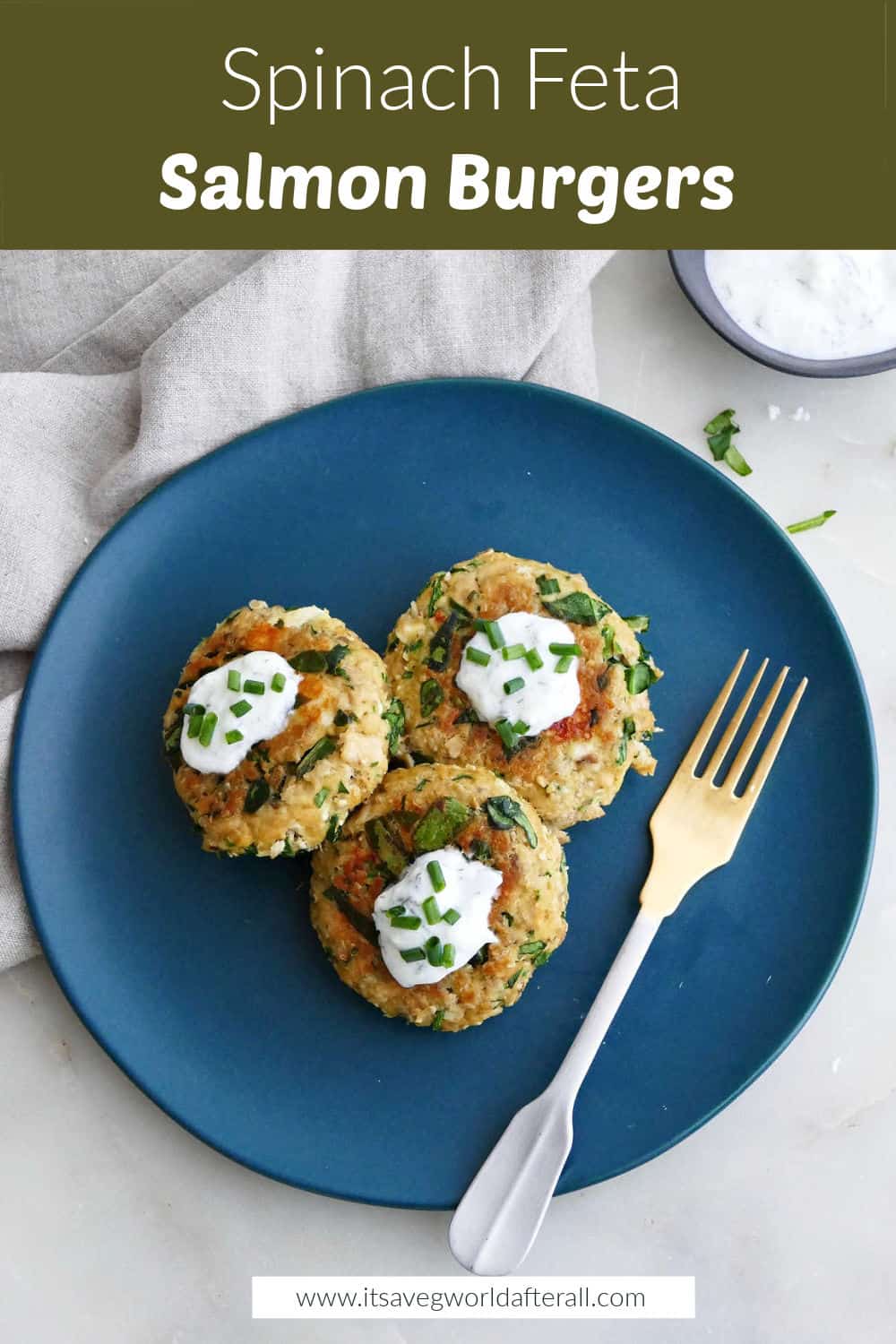 Spinach Feta Salmon Burgers It's a Veg World After All®