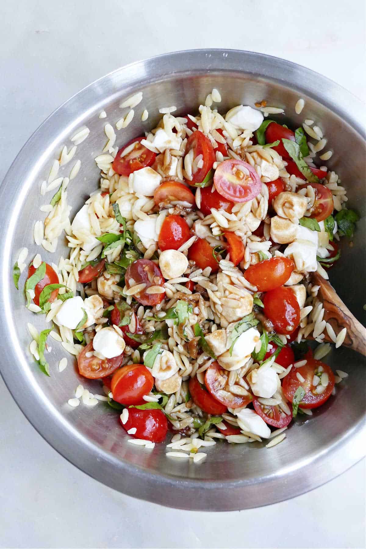 Caprese Orzo Salad - It's a Veg World After All®