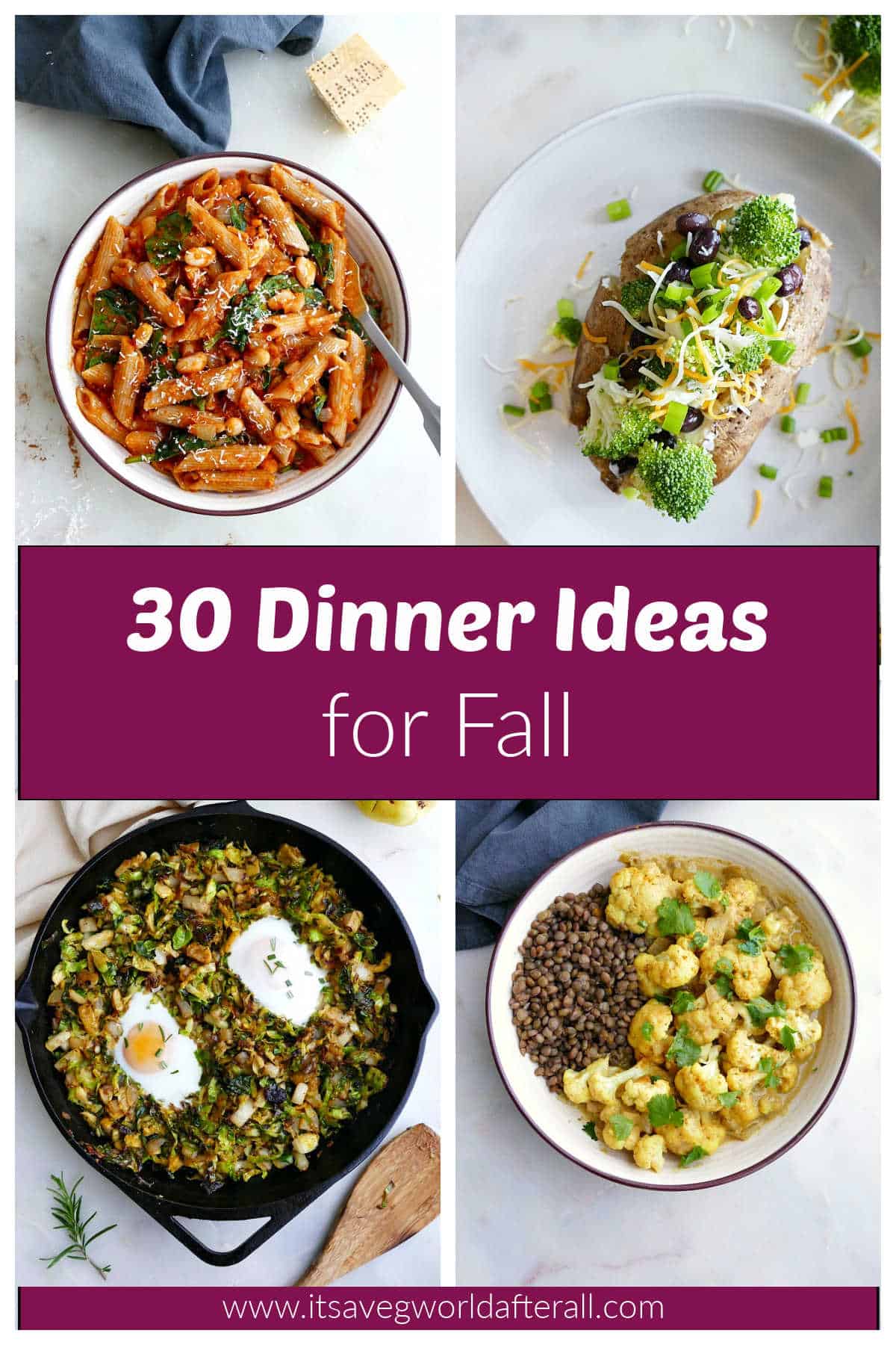 collage of healthy dinner recipes with a text box that has the post title