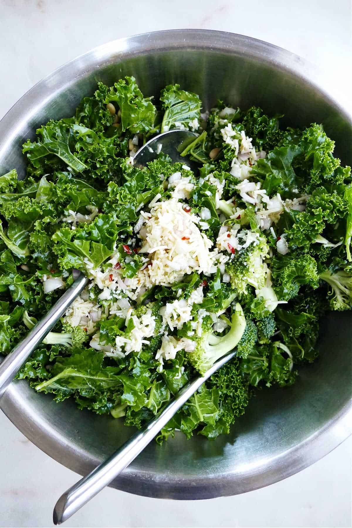 Kale and Broccoli Salad with Lemon Parmesan Dressing It's a Veg World