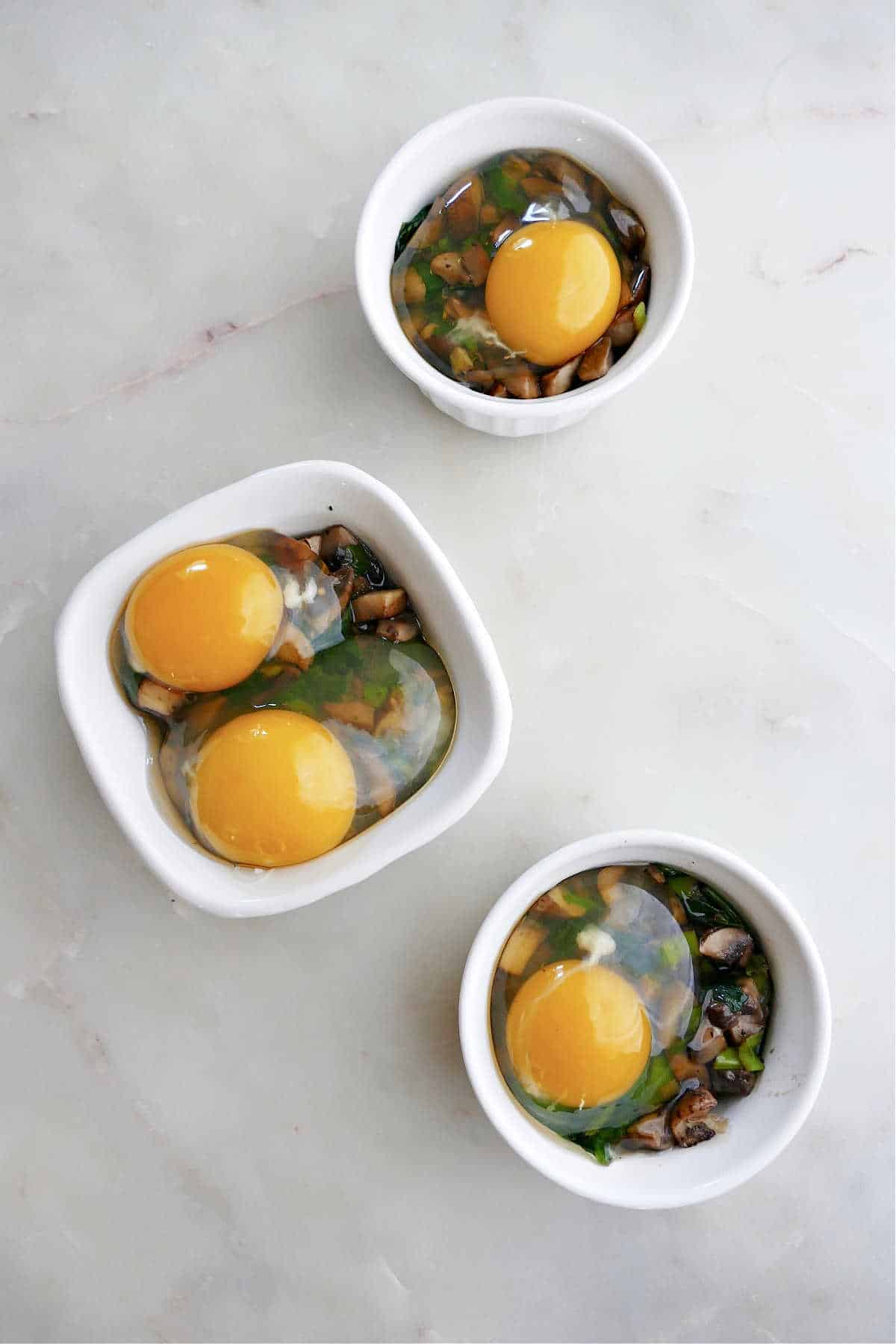 Baked Ramekin Eggs with Mushrooms and Spinach It's a Veg World After All®