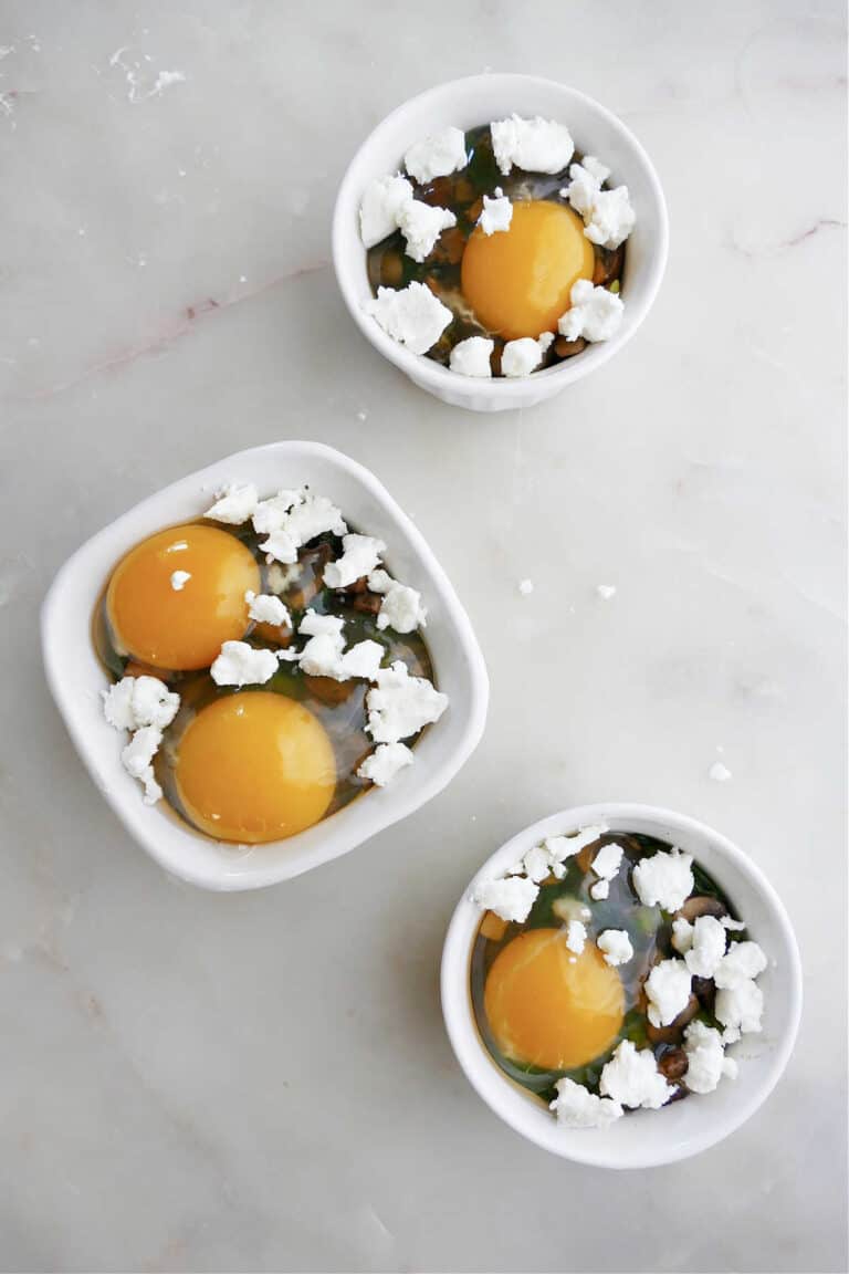 Baked Ramekin Eggs with Mushrooms and Spinach It's a Veg World After All®