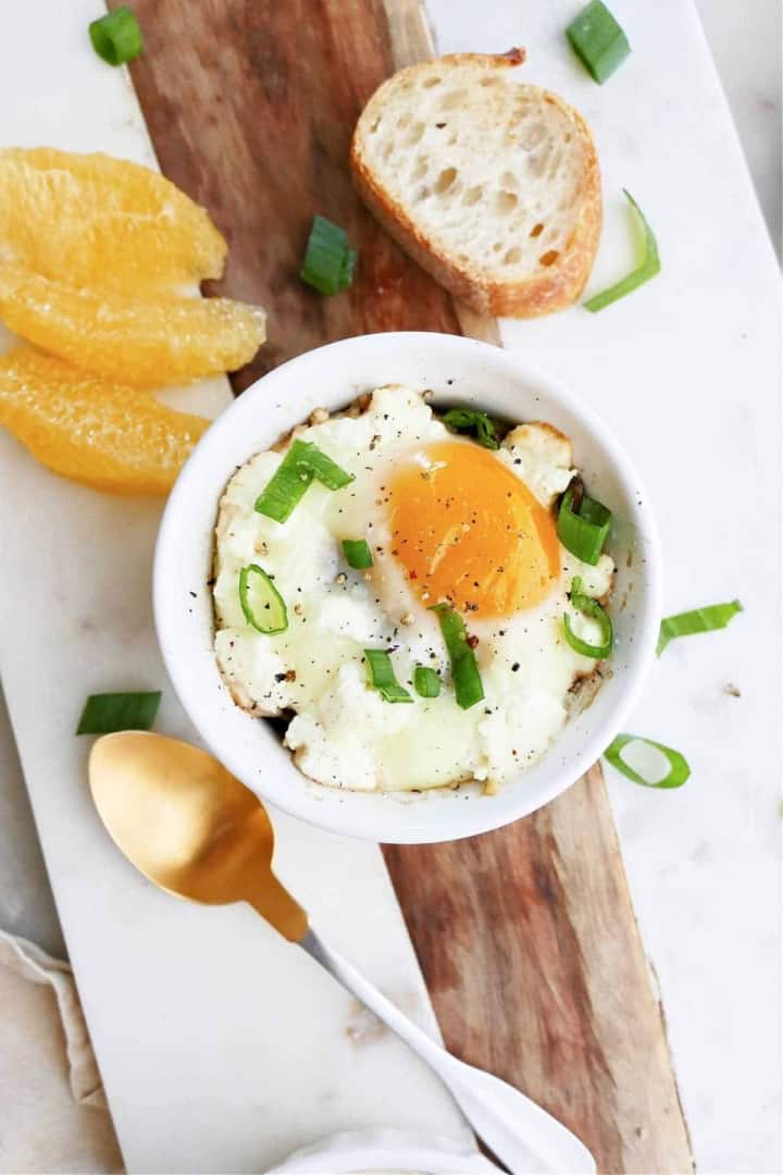 Baked Ramekin Eggs with Mushrooms and Spinach - It's a Veg World After All®