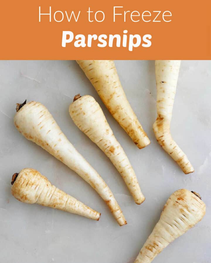 parsnips on a counter under text boxes with post name and website name
