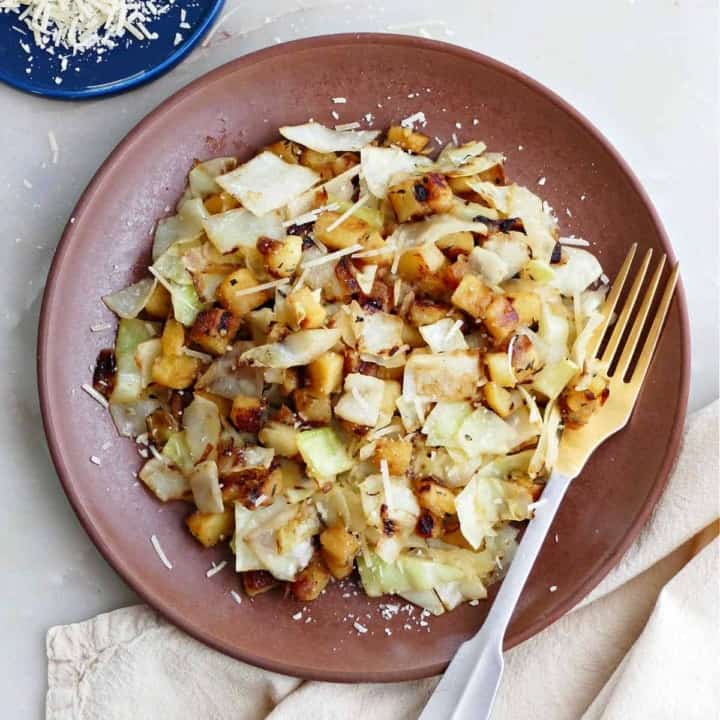 Fried Cabbage and Potatoes It's a Veg World After All®