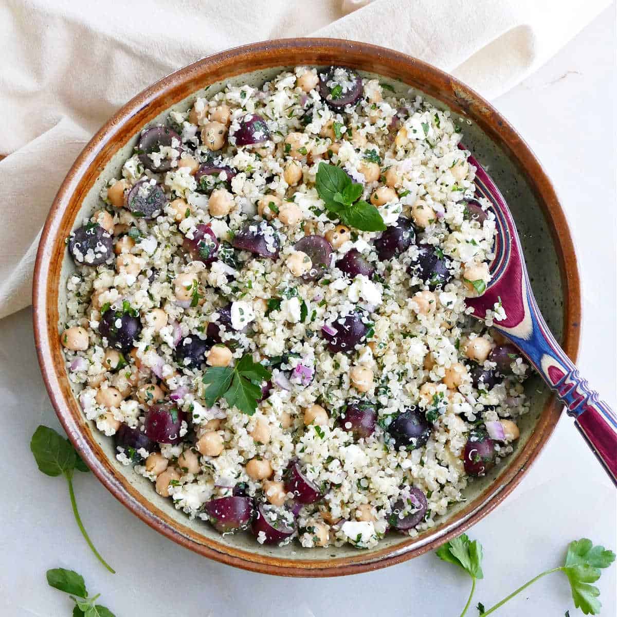 Quinoa Grape Salad with Tabouleh - It's a Veg World After All®