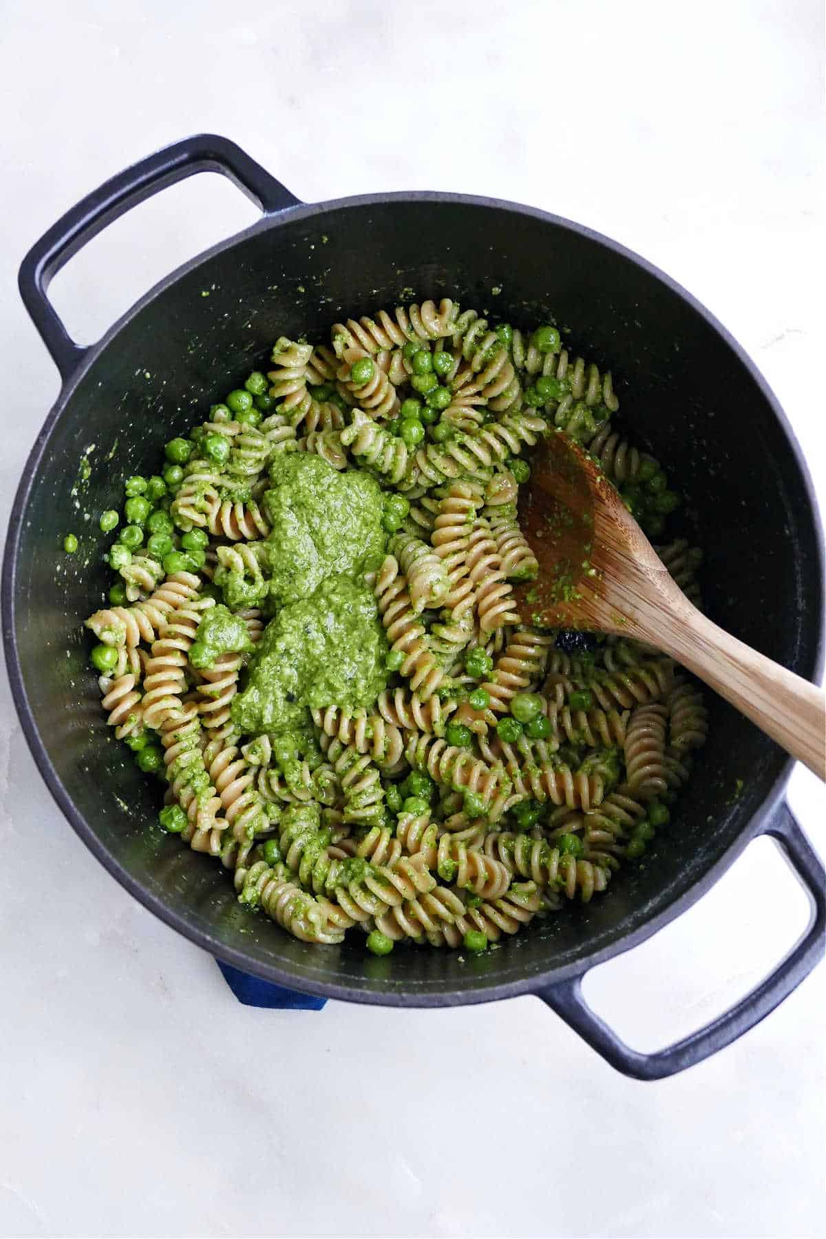 Vegetarian Pesto Pasta with Peas - It's a Veg World After All®