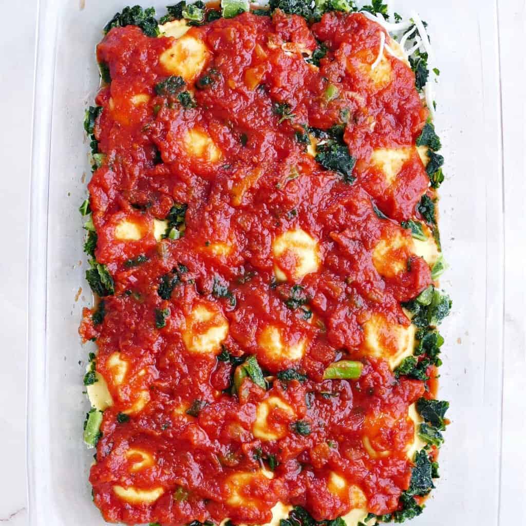 Ravioli Casserole with Kale (Freezer Meal) - It's a Veg World After All®