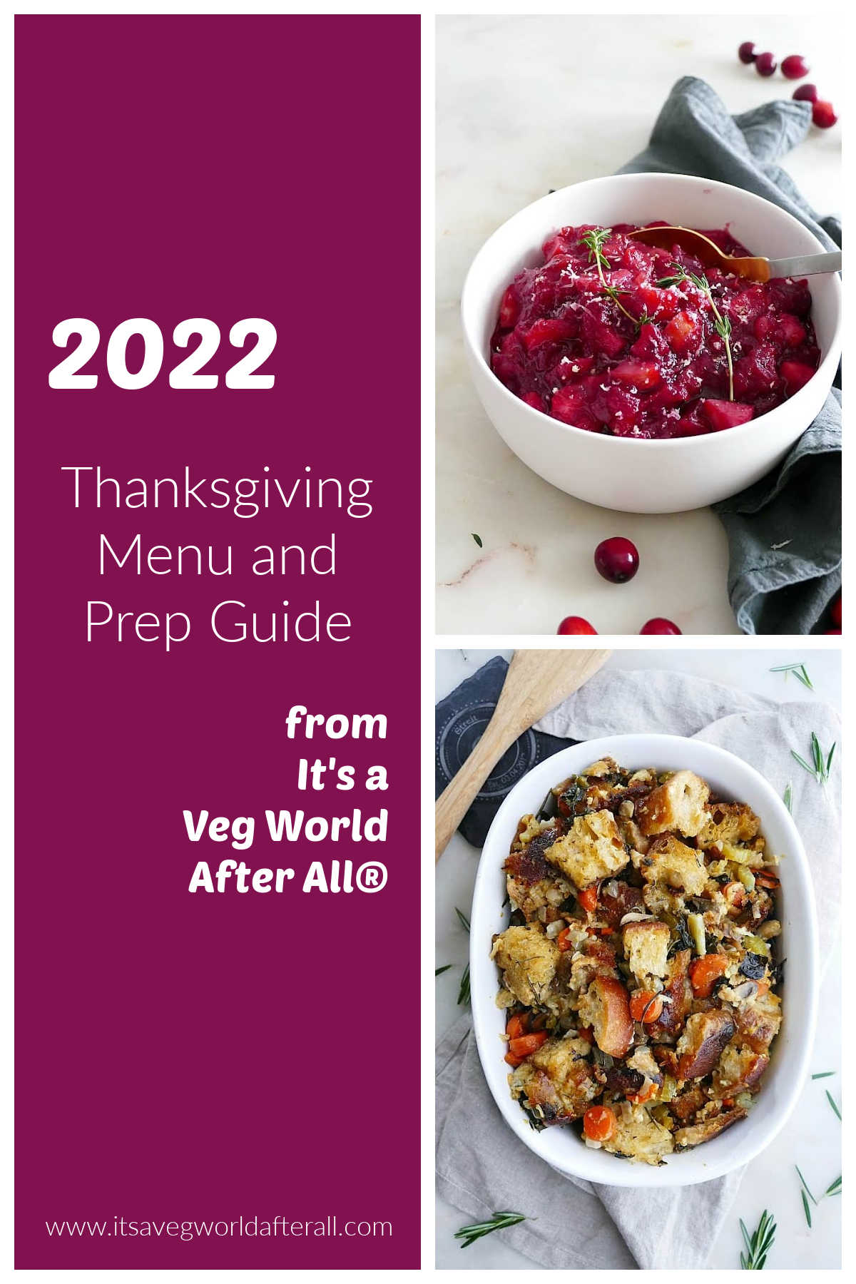 collage of images and text for a Thanksgiving menu and prep guide
