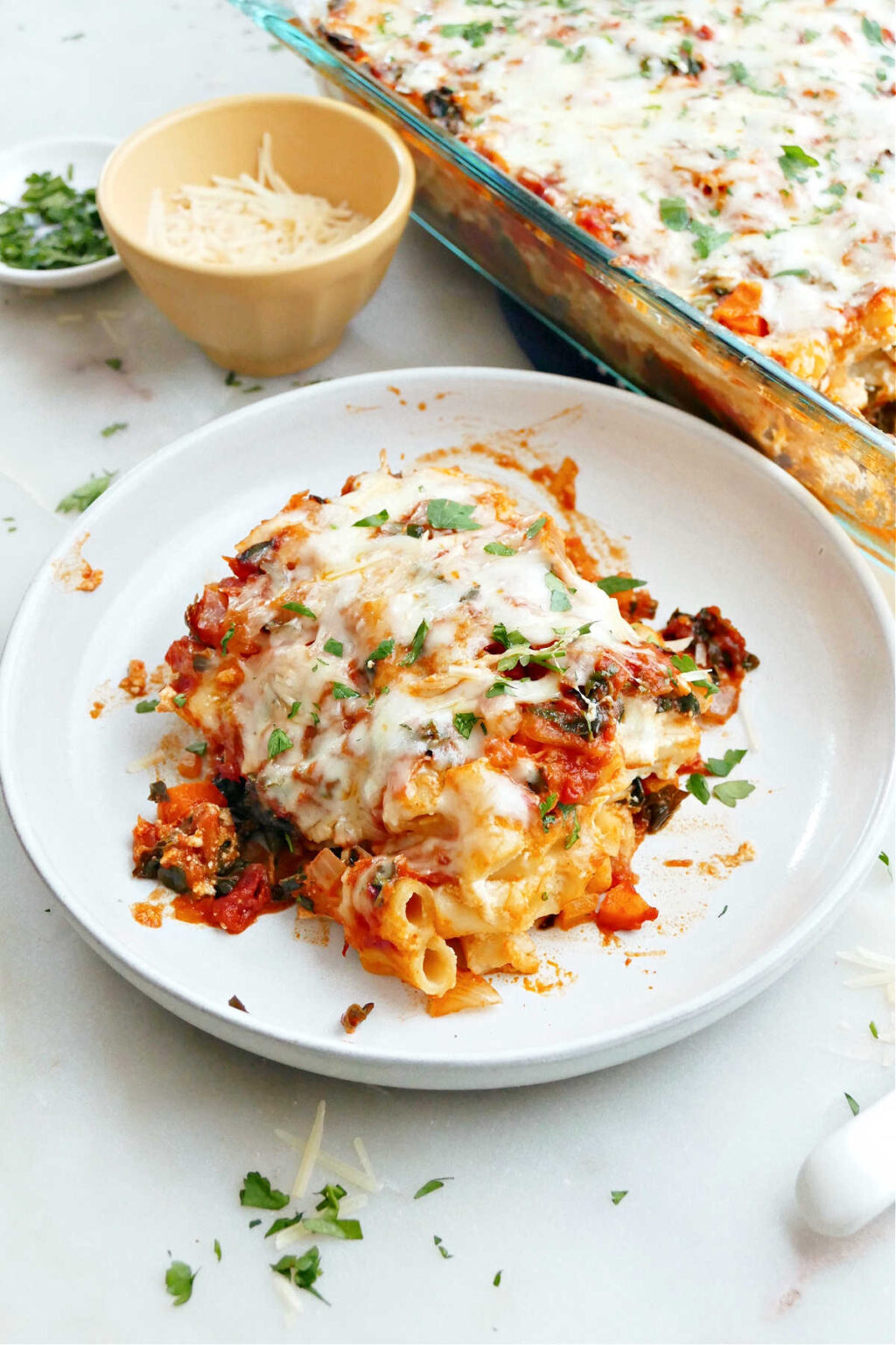 Meatless Baked Ziti with Vegetables - It's a Veg World After All®