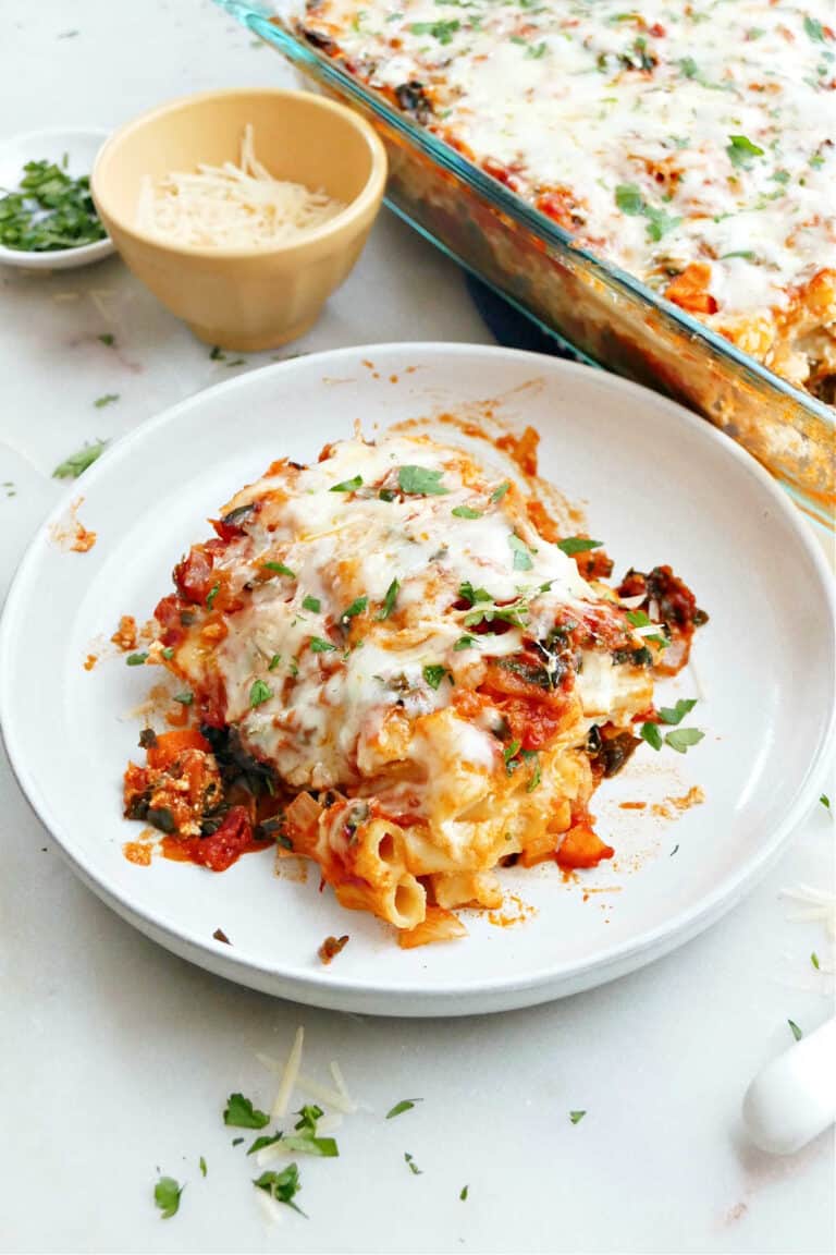 Meatless Baked Ziti with Vegetables - It's a Veg World After All®