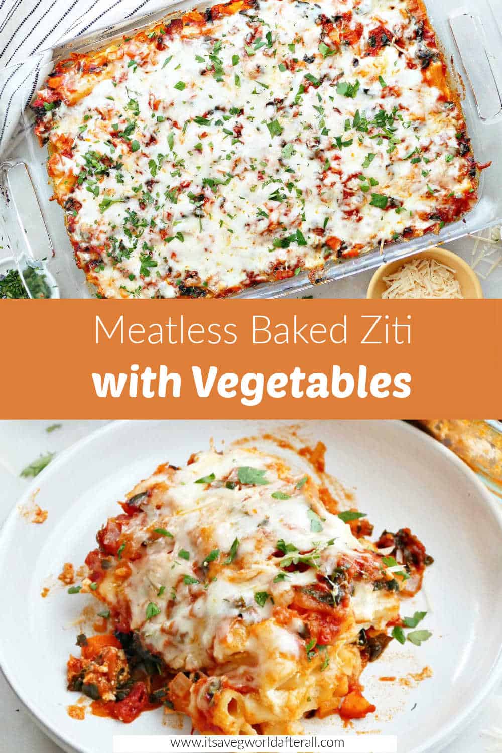 Meatless Baked Ziti with Vegetables - It's a Veg World After All®