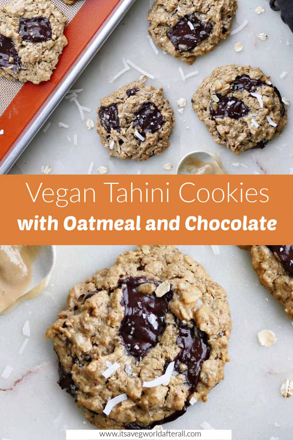 Vegan Tahini Oatmeal Cookies - It's a Veg World After All®