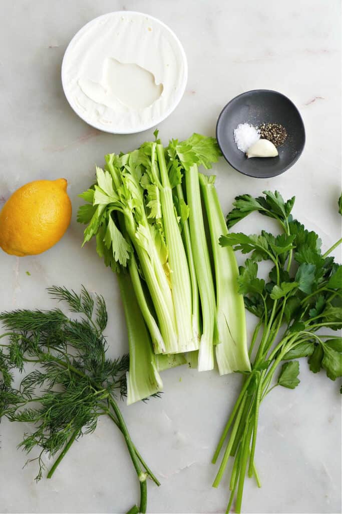 Healthy Celery Snack with Herbed Mascarpone It's a Veg World After All®