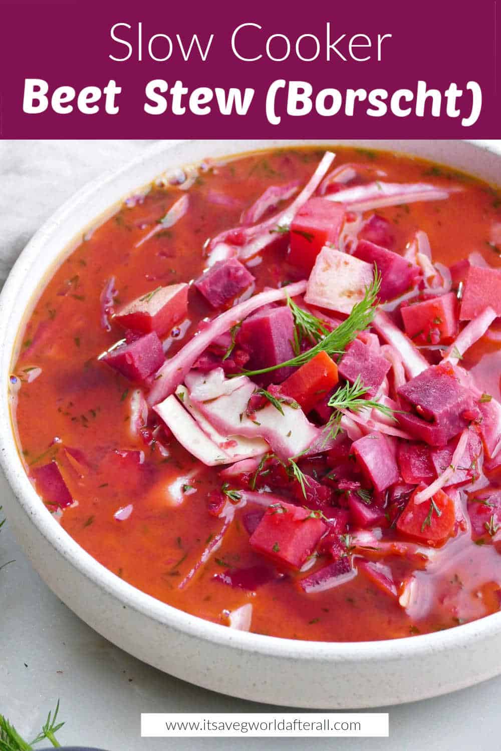 Slow Cooker Borscht (Vegetarian) - It's a Veg World After All®