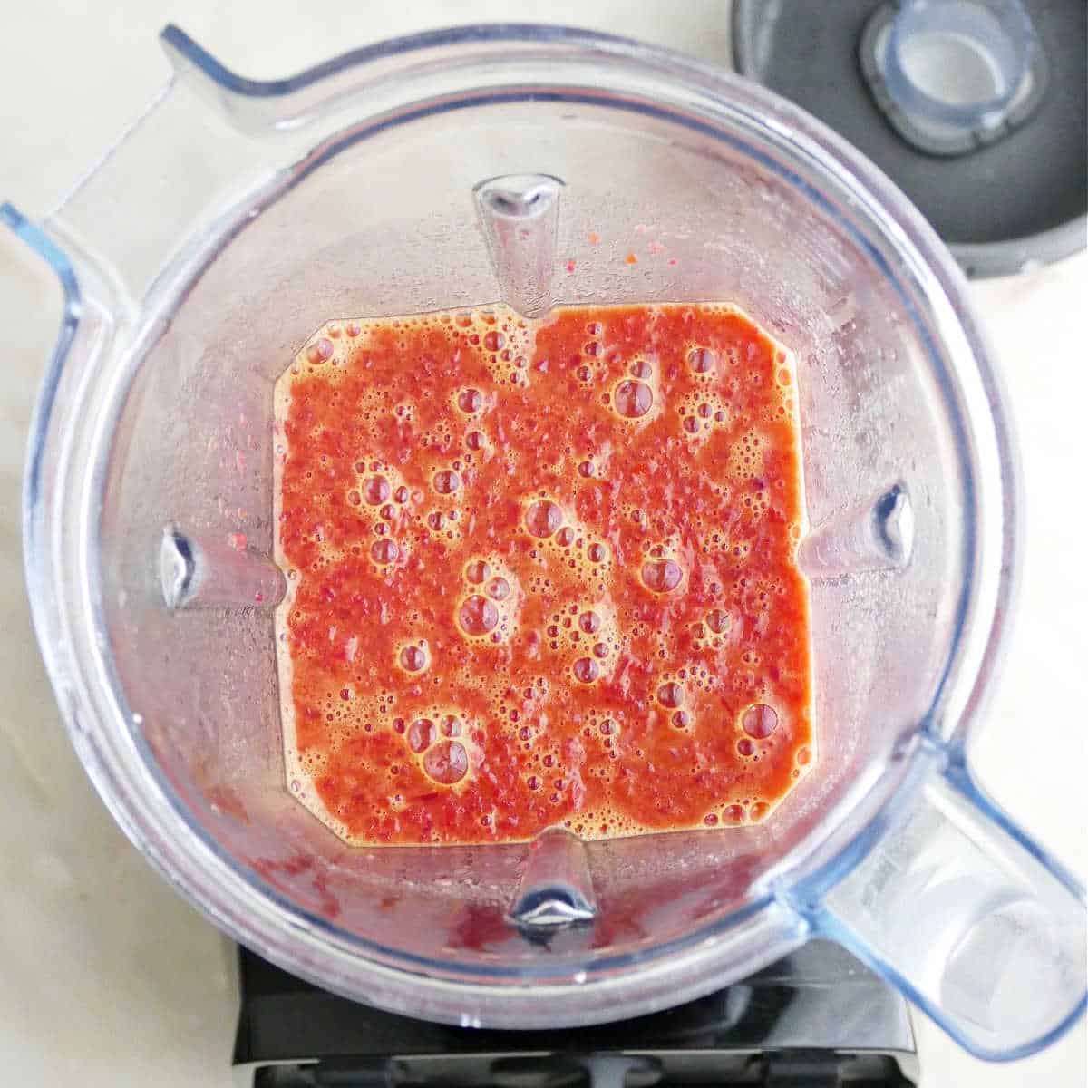 beet stew blended with olive oil in a blender