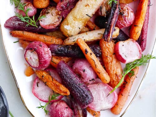 Roasted Radishes and Carrots with Compound Butter - It's a Veg