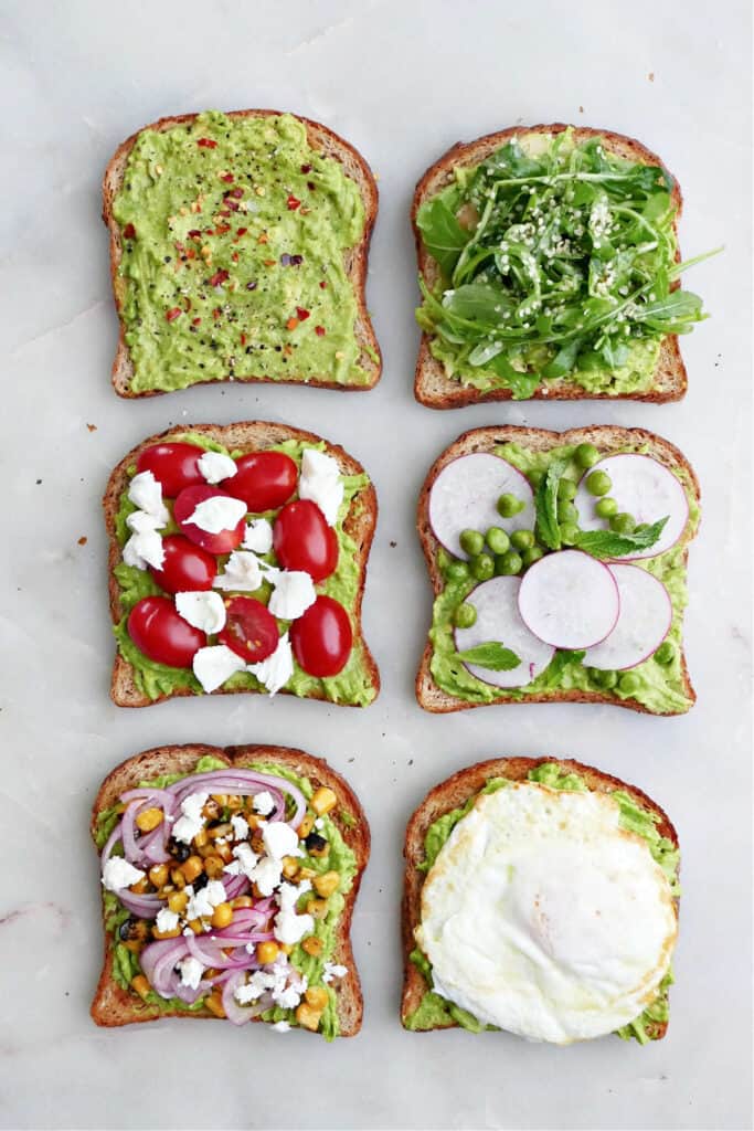 Avocado Toast Toppings (6 Ways) - It's a Veg World After All®